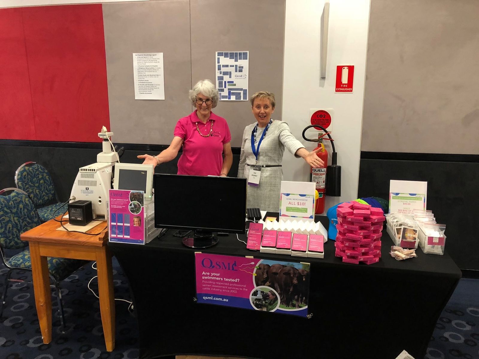 Dr Viv Perry at the QSML conference stand
